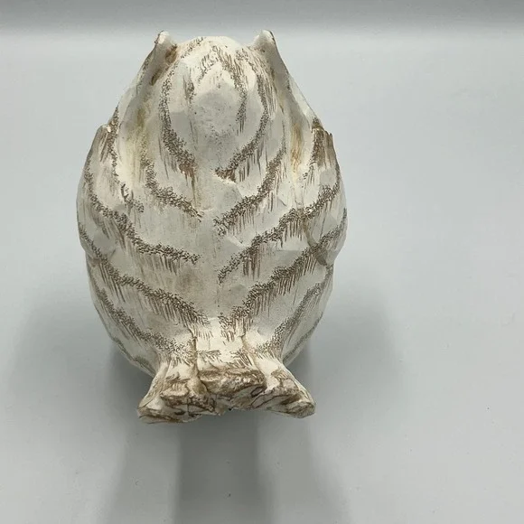 Bird Figurine Home Decor Small White Brown Very Good Faux Wood Carved - Picture 3 of 6